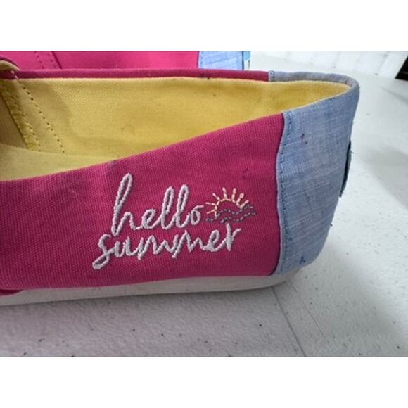 "TOMS" Hello Summer,Alpargata,Paradise Pink,Embroidered ,Flat Shoes, NEW? SZ 8W - Picture 8 of 10